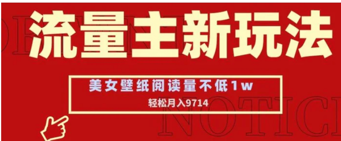 流量主新玩法，美女壁纸和头像，阅读量不低于1w，月入9741-大源资源网