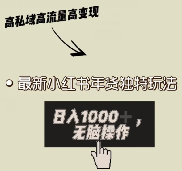 小红书年货独特玩法，高私域高流量高变现，日入1000+小白易上手-大源资源网