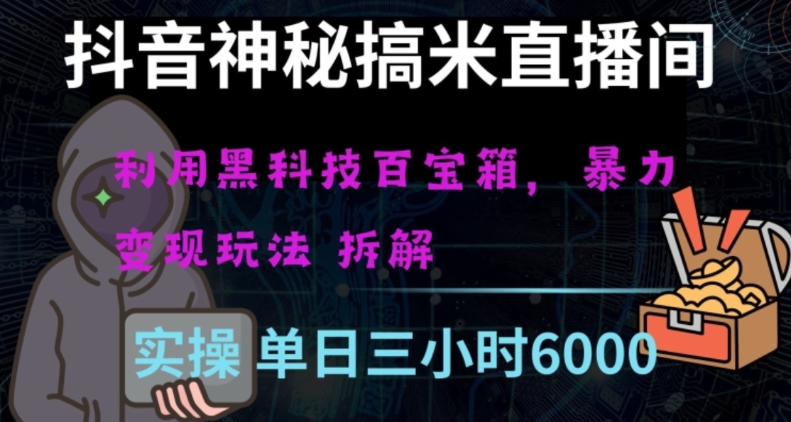 抖音神秘直播间黑科技日入四位数及格暴力项目全方位解读【揭秘】-大源资源网