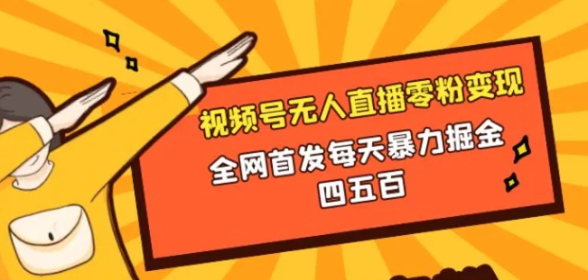 微信视频号无人直播零粉变现，全网首发每天暴力掘金四五百-大源资源网