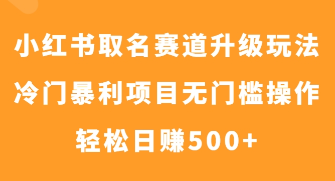 小红书取名赛道升级玩法，冷门暴利项目无门槛操作，轻松日赚500+-大源资源网