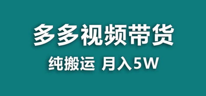 【蓝海项目】多多视频带货，靠纯搬运一个月搞5w，新手小白也能操作【揭秘】-大源资源网