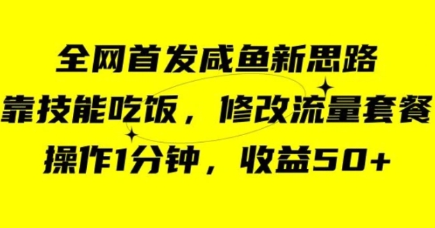 咸鱼冷门新玩法，靠“技能吃饭”，修改流量套餐，操作1分钟，收益50【揭秘】-大源资源网