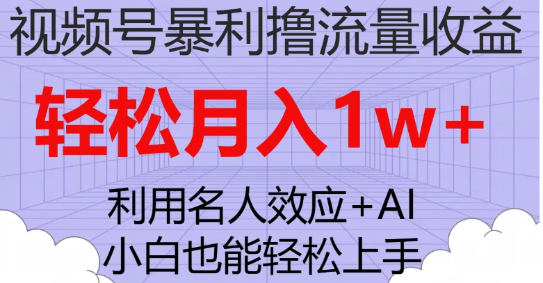 视频号暴利撸流量收益，小白也能轻松上手，轻松月入1w+-大源资源网