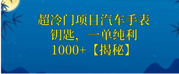 超冷门项目汽车手表钥匙，一单纯利1000+-大源资源网