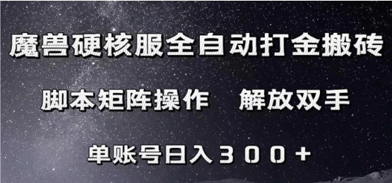 魔兽硬核服自动打金搬砖，脚本矩阵操作，单账号300+-大源资源网