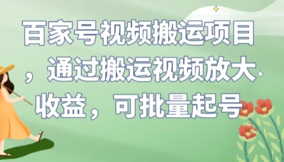 百家号视频搬运项目，通过搬运视频放大收益，可批量起号【揭秘】-大源资源网