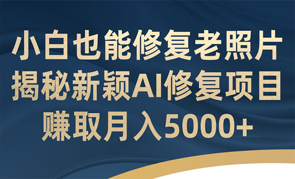 《AI老照片修复项目》小白也能修复！赚取月入5000+-大源资源网