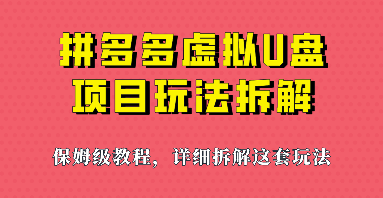 拼多多虚拟U盘项目，保姆级拆解，可多店操作，一天1000左右！-大源资源网