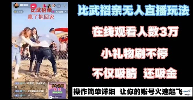 最近很火的无人直播“比武招亲”的一个玩法项目简单-大源资源网