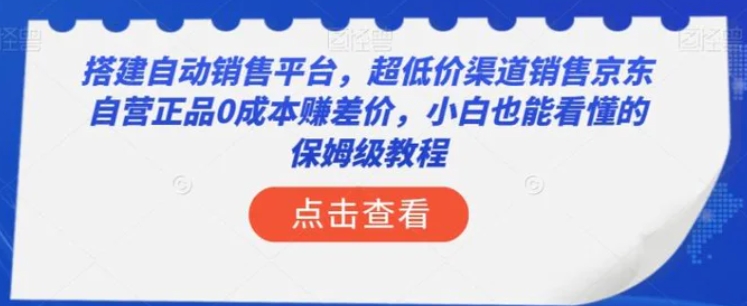 搭建自动销售平台，超低价渠道销售京东自营正品0成本赚差价，小白也能看懂的保姆级教程【揭秘】-大源资源网