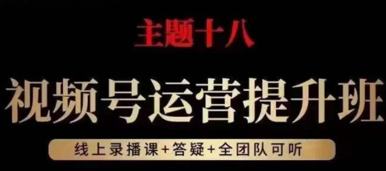 视频号运营提升班，从底层逻辑讲，2023年最佳流量红利！-大源资源网