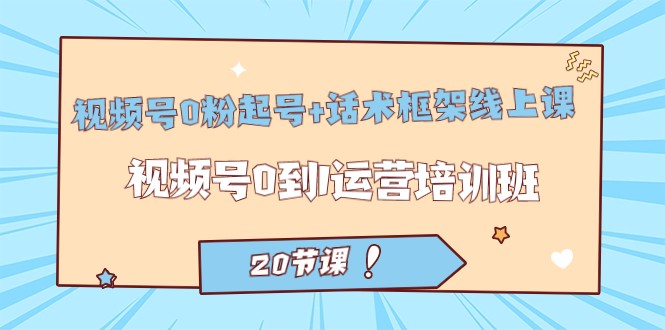 视频号·0粉起号+话术框架线上课：视频号0到1运营培训班-大源资源网