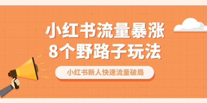 小红书流量-暴涨8个野路子玩法：小红书新人快速流量破局-大源资源网