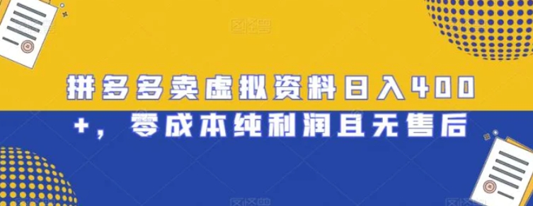 拼多多卖虚拟资料日入400+，零成本纯利润且无售后【揭秘】-大源资源网