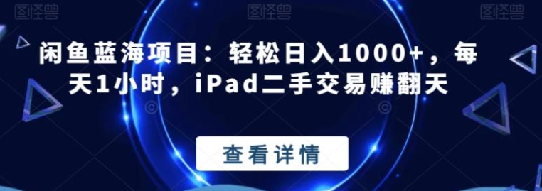 闲鱼蓝海项目：轻松日入1000+，每天1小时，iPad二手交易赚翻天-大源资源网