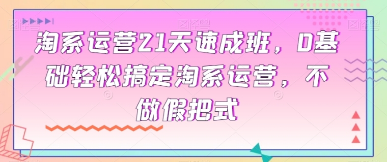 淘系运营21天速成班，0基础轻松搞定淘系运营，不做假把式-大源资源网