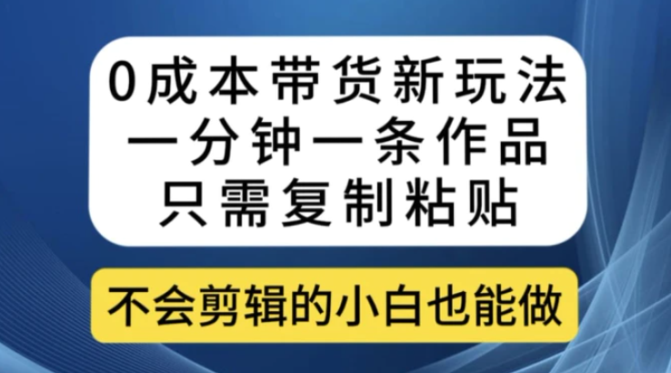 0成本带货新玩法，一分钟一条作品，只需复制粘贴就可以做-大源资源网