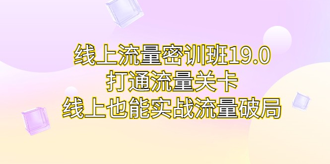 线上流量密训班19.0，打通流量关卡，线上也能实战流量破局-大源资源网