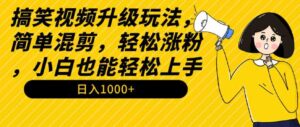 （9215期）搞笑视频升级玩法，简单混剪，轻松涨粉，小白也能上手，日入1000+教程+素材-大源资源网