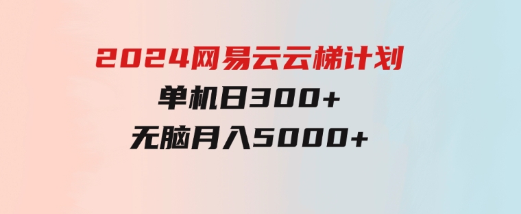 2024网易云云梯计划单机日300+无脑月入5000+-大源资源网