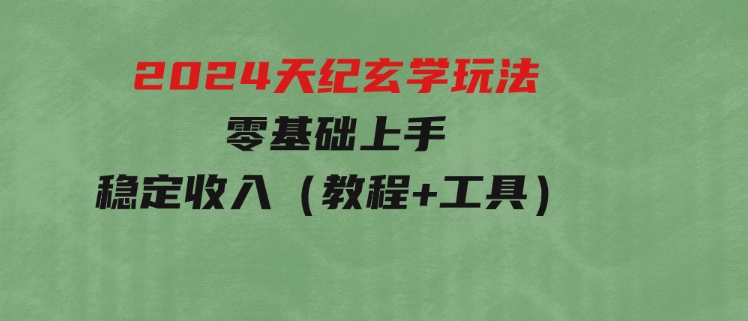 2024天纪玄学玩法，零基础上手，稳定收入（教程+工具）-大源资源网