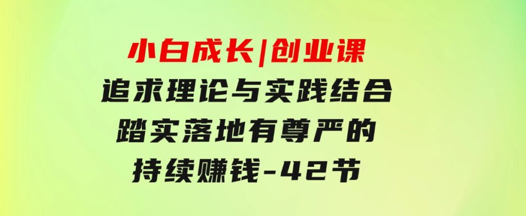 小白成长|创业课：追求理论与实践结合，踏实落地，有尊严的持续赚钱-42节-大源资源网