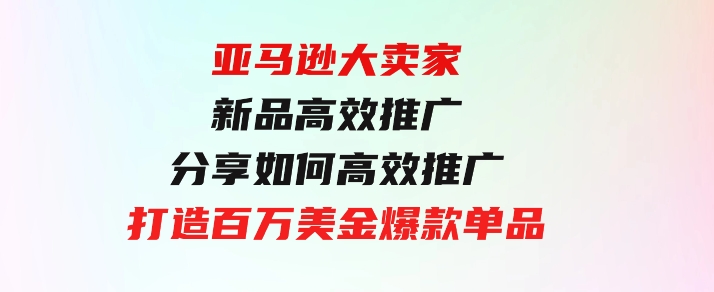 亚马逊大卖家-新品高效推广，分享如何高效推广，打造百万美金爆款单品-大源资源网