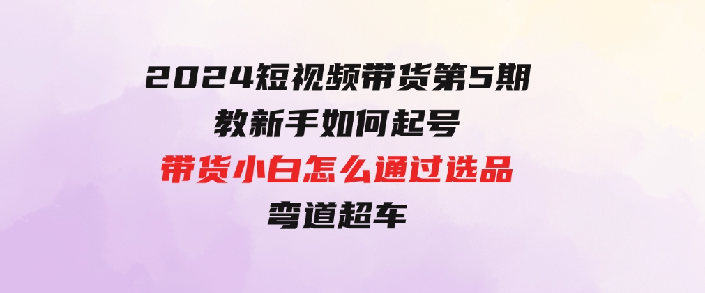 2024短视频带货第5期，教新手如何起号，带货小白怎么通过选品弯道超车-大源资源网