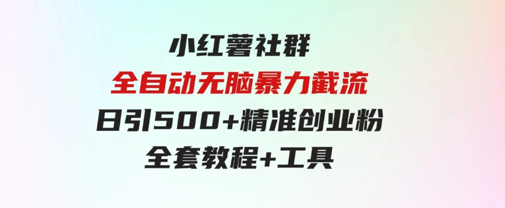 （9615期）小红薯社群全自动无脑暴力截流，日引500+精准创业粉-大源资源网