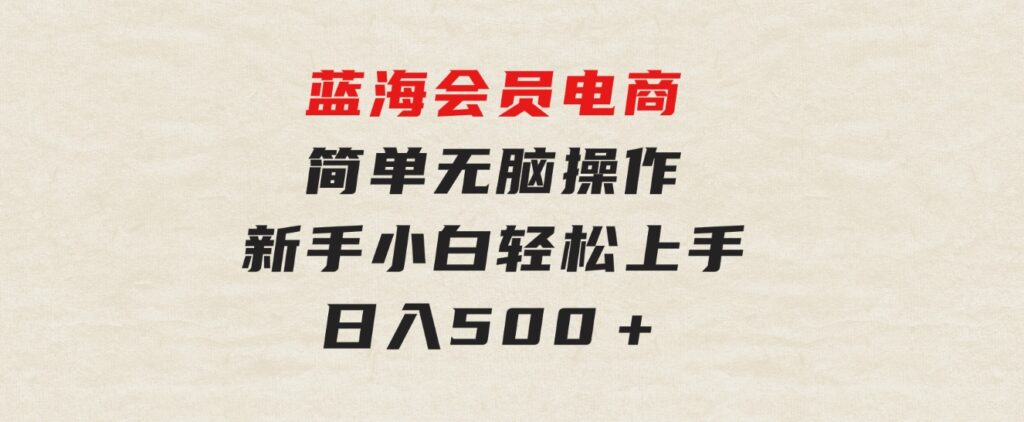 蓝海会员电商简单无脑操作新手小白轻松上手日入500＋-大源资源网