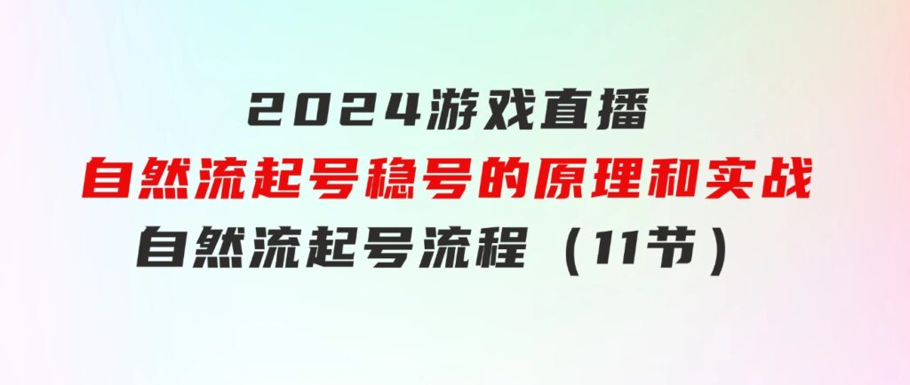 2024游戏直播-自然流起号稳号的原理和实战，自然流起号流程（11节）-大源资源网