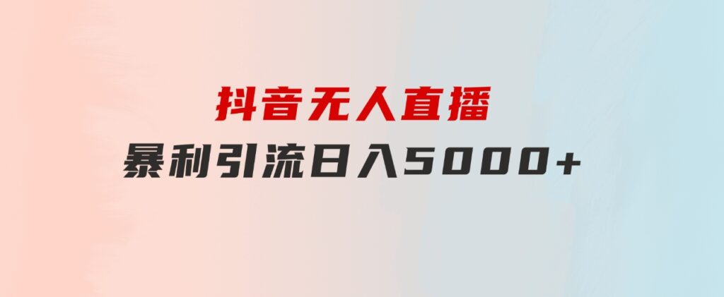 抖音无人直播，暴利引流，日入5000+-大源资源网