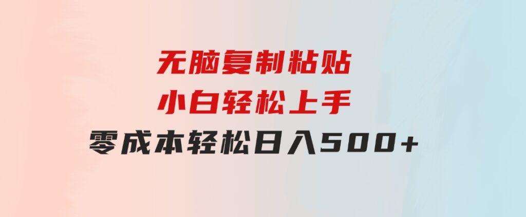 无脑复制粘贴，小白轻松上手，零成本轻松日入500+-大源资源网