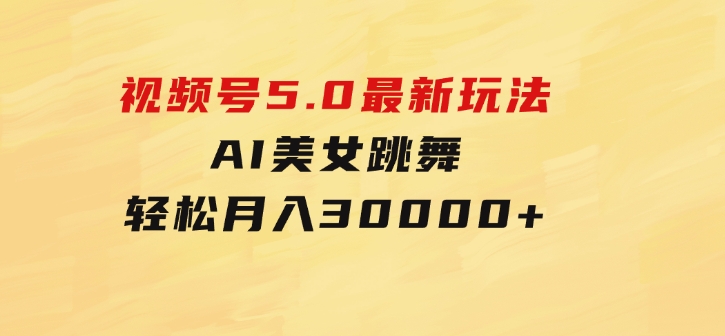 视频号5.0最新玩法，AI美女跳舞，轻松月入30000+-大源资源网