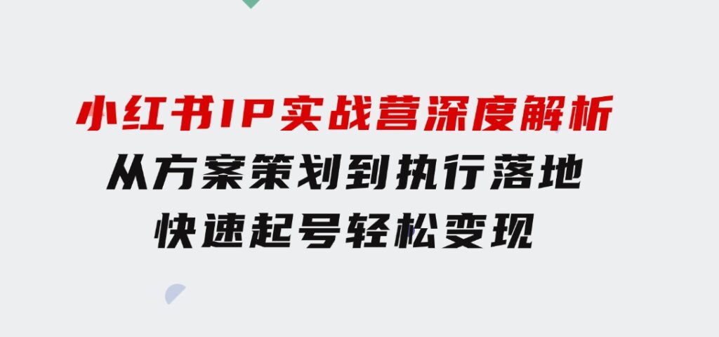 小红书IP实战营深度解析：从方案策划到执行落地，快速起号轻松变现-大源资源网