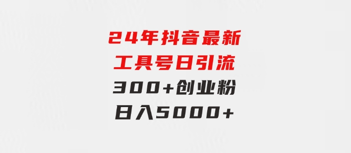 24年抖音最新工具号日引流300+创业粉，日入5000+-大源资源网