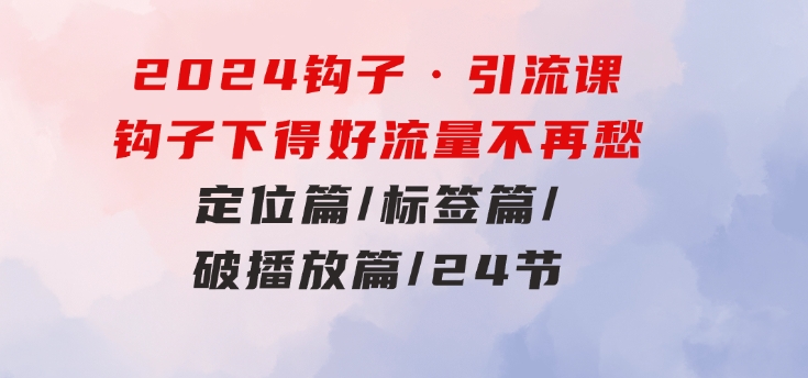 2024钩子·引流课：钩子下得好流量不再愁，定位篇/标签篇/破播放篇/24节-大源资源网