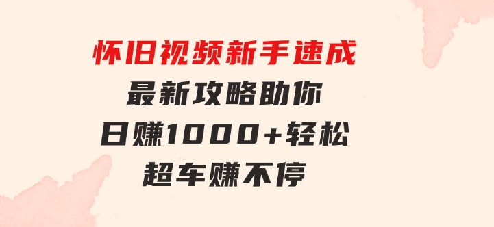 怀旧视频新手速成！最新攻略助你日赚1000+，轻松超车赚不停-大源资源网