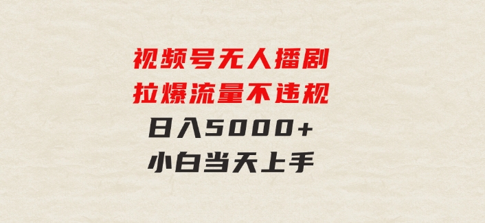 视频号无人播剧，拉爆流量不违规，日入5000+，小白当天上手-大源资源网