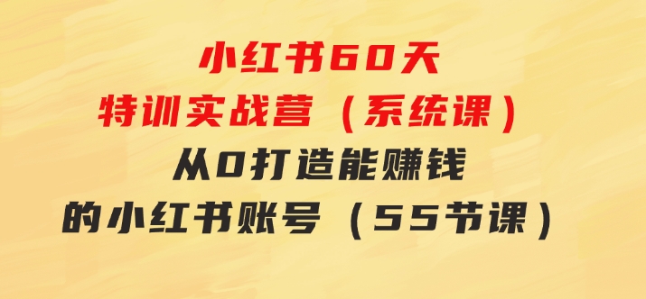 小红书60天特训实战营（系统课）从0打造能赚钱的小红书账号（55节课）-大源资源网