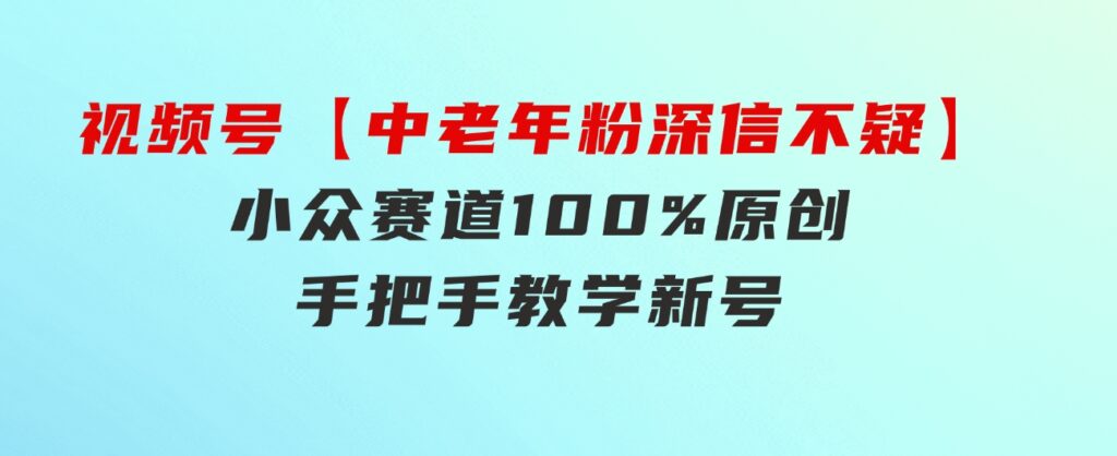 视频号【中老年粉深信不疑】小众赛道100%原创手把手教学新号3天收益…-大源资源网