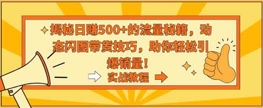 （9058期）揭秘日赚500+的流量秘籍，动态闪图带货技巧，助你轻松引爆销量！-大源资源网