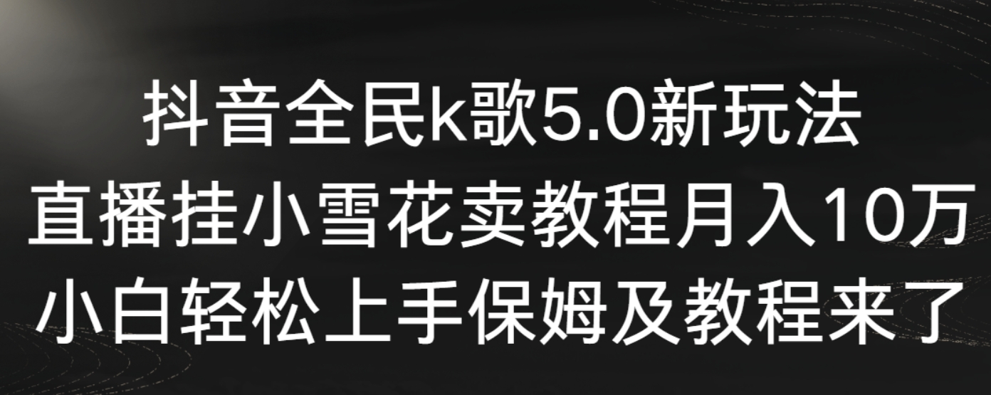 抖音全民k歌5.0新玩法，直播挂小雪花卖教程月入10万，小白轻松上手，保…-大源资源网