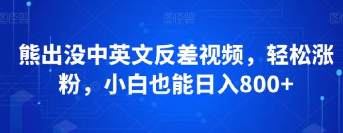 熊出没中英文反差视频，轻松涨粉，小白也能日入800+-大源资源网