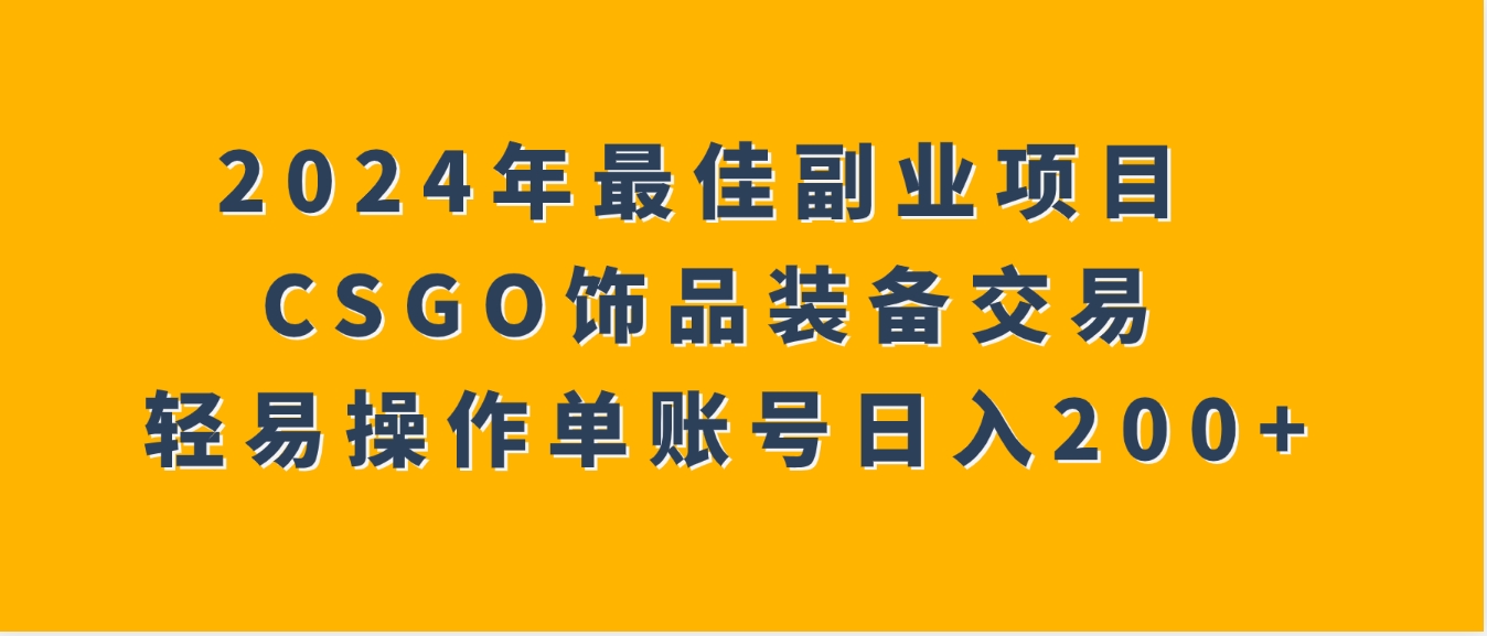 2024年最佳副业项目CSGO饰品装备交易轻易操作单账号日入200+-大源资源网