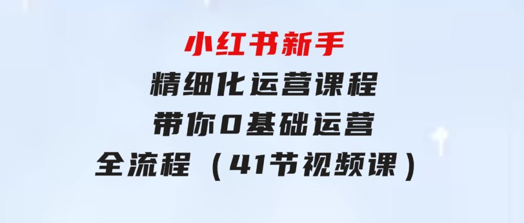 小红书新手精细化运营课程，带你0基础运营全流程（41节视频课）-大源资源网