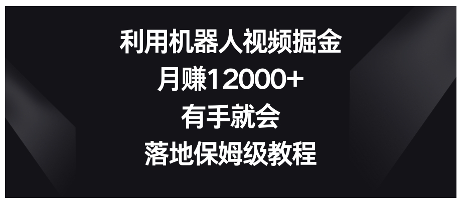 利用机器人视频掘金，月赚12000+，有手就会，落地保姆级教程-大源资源网