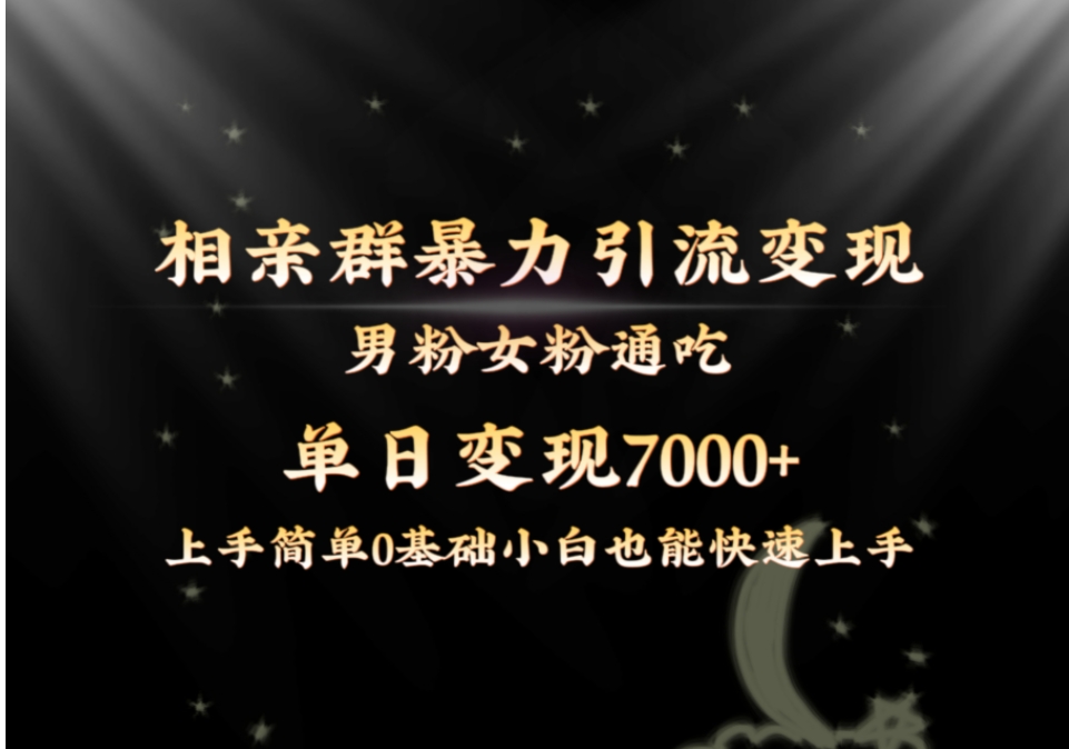 全网首发相亲群暴力引流男粉女粉通吃变现玩法，单日变现7000+保姆教学1.0-大源资源网