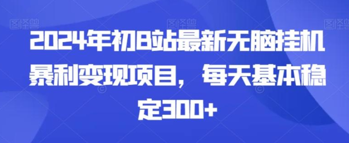 2024年初B站最新无脑挂机暴利变现项目，每天基本稳定300+-大源资源网